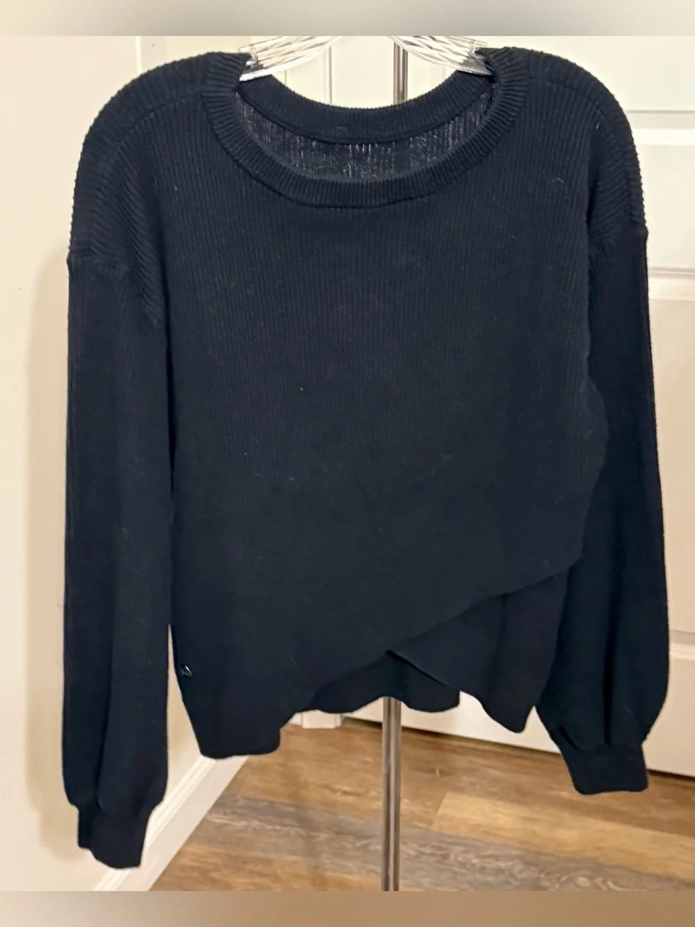 Lululemon Reversible Crossover Ribbed Wrap Sweater Black Large